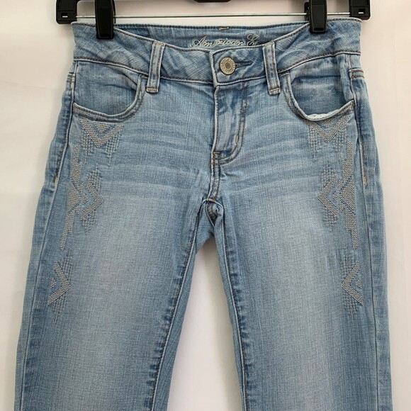 American Eagle Girl's Pants Jeans 00 Regular Blue Super Stretch Jegging - Picture 2 of 7